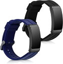 kwmobile 2x 対応: Huawei Talkband B6 バンド - 交換ベルト シリコンバンド ソフト TPU 耐久性 - 黒色/紺色