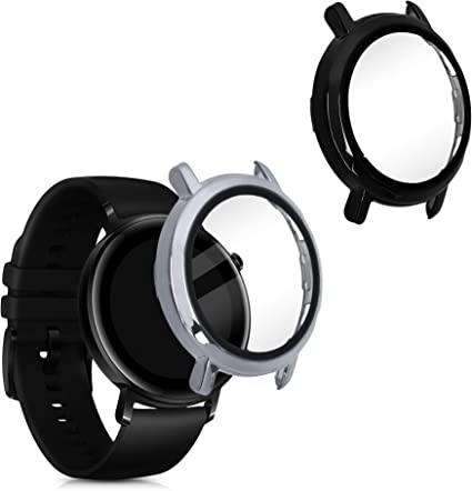 kwmobile 2x 対応: Huawei Watch GT2 (42mm) ケース - 保護ケース フルボディ ガラス 耐衝撃 超薄型 - 黒色/グレー/透明