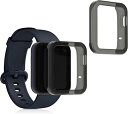kwmobile 2x 対応: Xiaomi Mi Watch Lite/Redmi Watch ケース - 保護ケース 耐衝撃 全面保護 TPU 軽量 - クリア 透明 黒色/透明