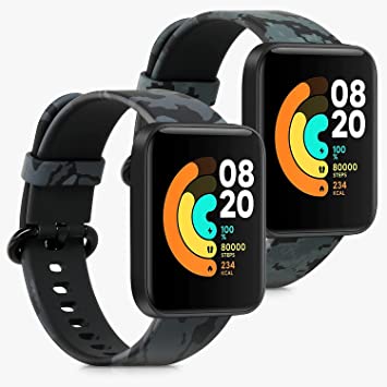 kwmobile 2x 対応: Xiaomi Mi Watch Lite/Redmi Watch バンド - 交換ベルト シリコンバンド ソフト TPU 耐久性 - カムフラージュデザイン