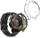 kwmobile 2x 対応: Xiaomi Watch S1 Active ケース - 保護ケース 耐衝撃 全面保護 TPU 軽量 - クリア 透明 黒色/透...