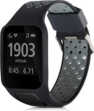 kwmobile 対応: TomTom Adventurer/Runner 3/Spark 3/Golfer 2 バンド - 交換ベルト シリコンバンド ソフト TPU 耐久性 - 黒色