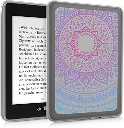 kwmobile 対応: Kindle Paperwhite (10. Gen - 2018) ケース - シリコン 電子書籍 カバー 保護ケース バックカバー インド太陽デザイン 青色/ダークピンク/透明