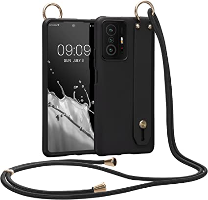 kwmobile 対応: Xiaomi 11T / 11T Pro ケース - TPU ショルダーケース スマホ グリップ - 黒色