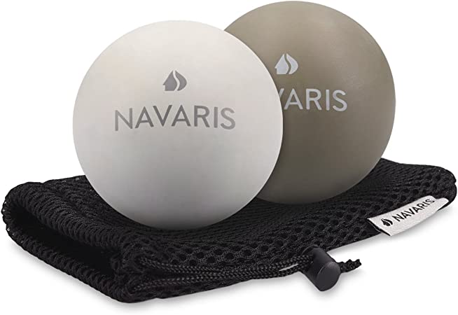 Navaris マッサージボール 2個セット 筋膜 マッサージ用 - ラクロスボール ヨガボール ストレス解消 - 2つの硬さ 肩こり ふくらはぎ 首 肩甲骨