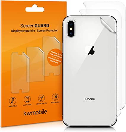 kwmobile 対応: Apple iPhone XS Max 背面 3x 保護 フィルム - 傷 指紋 防止 プロテクター セット アイフォン マックス
