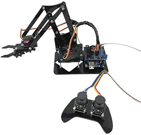 2021年お正月スペシャル ロボットメカニカルアーム、頑丈な耐久性のある4DOFロボットアームリモートコントロールゲームコンソールmg90sサーボSNAM2000、Arduino UNO R3、大学生用