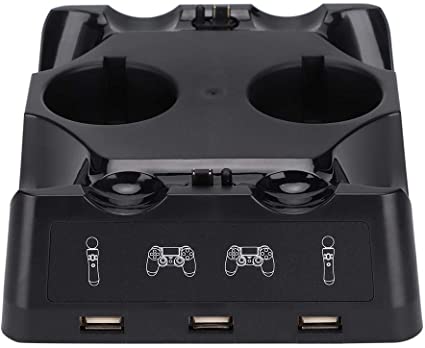 充電器ドック、多機能充電器 PS4 / PS4 MOVE / PS4 VR対応 6.18 * 5.20 * 2.17インチ 多機能ハンドル充電器 人間工学に基づいて設計された、滑り止めパッド付きの充電スタンド