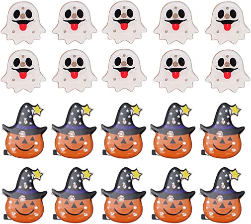 Frcolor ハロウィン ブローチピン 発光ブローチ カボチャ ブローチ 幽霊 胸元 おもしろい ハロウィン アクセサリー ギフト デコレーション 30枚セット 混合スタイル