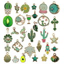 31個入り チャーム アクセサリーパーツ カラー ネックレス/イヤリング/ペンダント飾り ジュエリー DIY オーナメント ハンドメイド DIY 手作り (グリーン)