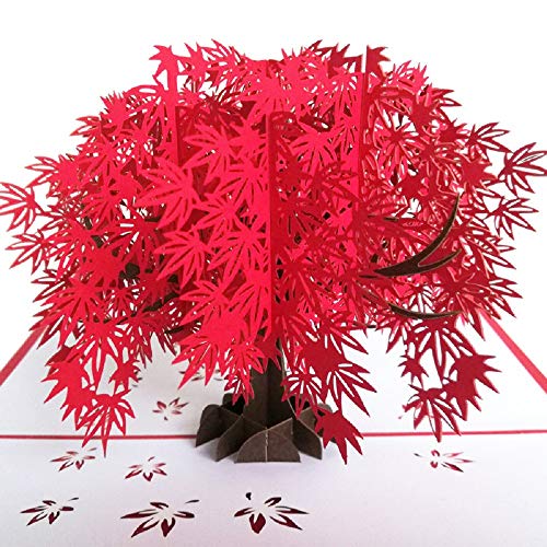 紅葉のグリーティングカード 誕生日カード ポップアップバースデーカード 3D立体的紅葉カード 秋の挨拶 先輩へのお礼 恩師への感謝状 贈り物 封筒付きのサムネイル