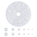 PandaHall Elite 約650個/箱 4~12mm直径 人工 真珠 半円 ハーフ ラウンド ジュエリー DIY用 ホワイト