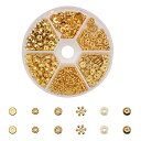 PH PandaHall 約300個/箱 6種 真鍮 スペーサービーズ チベットスタイル ロンデル 花型 座金 菊座 花座 フラワー ビーズキャップ ジュエリー...