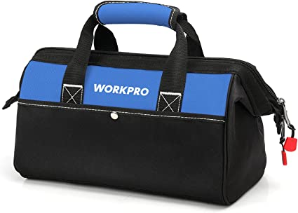 WORKPRO ツールバッグ 工具差し入れ 道具袋 工具バッグ 大口収納 600Dオックスフォード ワイドオープン 幅33cm