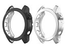 SHEAWA Garmin Fenix 7X用 ケース カバー 2個セット 保護ケース TPUカバー 衝撃吸収 電気メッキ アクセサリー ガーミン Fenix7X対応 (ブラック+シルバー)