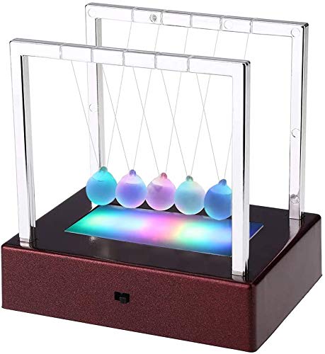 ニュートンのゆりかご　振り子ボール　LEDライト　七つ色変更　バランスボール　クレードル　ストレス減らす　実験キット　卓上 フレーム　インテリア　オフィス　部屋飾り物