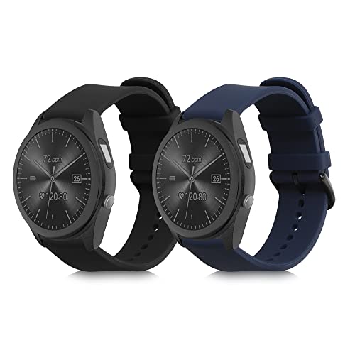 2x 交換ベルト 対応: Asus Vivo Watch SP バンド - シリコンバンド ソフト TPU 耐久性 黒色/紺色
