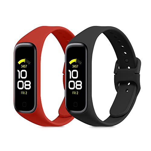 2x 交換ベルト 対応: Samsung Galaxy Fit 2 バンド - シリコンバンド ソフト TPU 耐久性 黒色/赤色