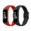 2x 交換ベルト 対応: Samsung Galaxy Fit 2 バンド - シリコンバンド ソフト TPU 耐久性 黒色/赤色