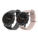 kwmobile 2x 交換ベルト 対応: Huami Amazfit GTR Mini バンド - シリコンバンド ソフト TPU 耐久性 グレー/アンティークピンク