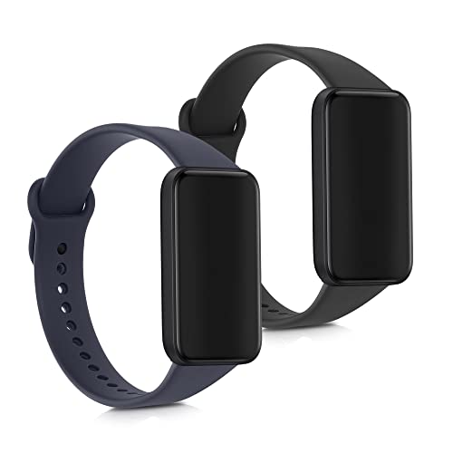 kwmobile 2x 交換ベルト 対応: Xiaomi Redmi Smart Band Pro バンド - シリコンバンド ソフト TPU 耐久性 黒色/紺色