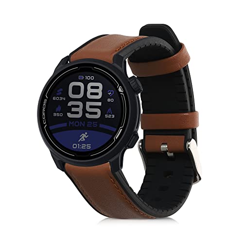 kwmobile 交換ベルト 対応: COROS PACE 2 / APEX (42mm) バンド - シリコンバンド レザー ソフト 耐久性 茶色