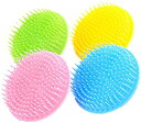 Frcolor 4本のヘアスカルプブラシシリコンシャンプースカルプマッサージブラシヘッドスクラバーブラシ、ヘア刺激用ハンドル アソートカラー