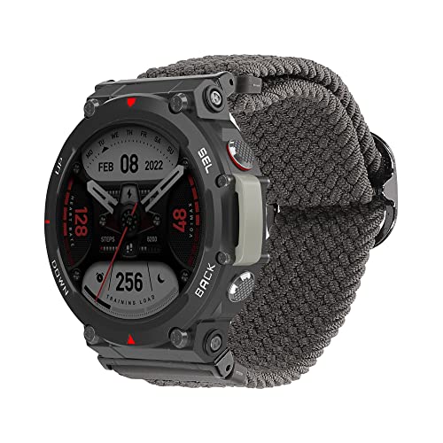 kwmobile 対応: Huami Amazfit T-Rex 2 交換バンド - 交換ベルト ナイロン 耐久性 14 - 22 cm グレー