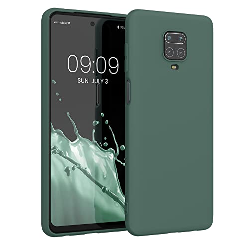 kwmobile スマホケース 対応: Xiaomi Redmi Note 9S / 9 Pro / 9 Pro Max ケース - 耐衝撃 滑り止め ソフト TPU シリコン - スモーキーブルーグリーン