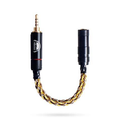 okcsc KS120 変換ケーブル イヤホンジャック 変換 2.5mm 4極 オス 3.5mm 3極 メス イヤホン ヘッドホン用 8芯 15cm 単結晶銅