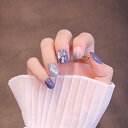 SunBeam Nails ネイルチップ ベリーショート 人気 3D爪 つけ爪 かわいい 短め ラウンドチップ ファッション ネイル 付け爪 24枚入 (#18-蝶と花)