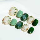 SunBeam Nails 手作り ネイルチップ ショート 短め 緑 みどり ラウンド つけ爪 ネイル キラキラ 人気 おしゃれ かわいい デザイン 貼るだけ ...
