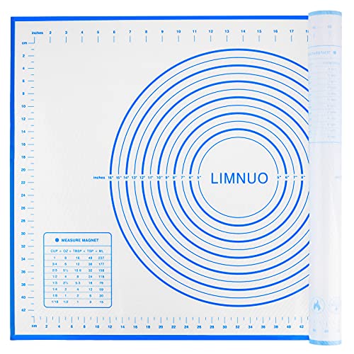 LIMNUO クッキングマット 製菓マット シリコンマット 大きいサイズ パンマット 目盛り付き 食品級シリコーン 理台保護マット 滑り止め 製菓道具 (60x80cm, ブルー)