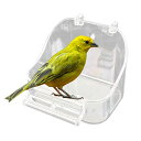 鳥 水浴び容器 インコ オウム 餌入れ 透明 水浴びケース 水浴び器 エサ入れ 文鳥 セキセイインコ 小鳥用 水浴び シャワー バスタブ 取り付け簡単 鳥用品 (クリア)