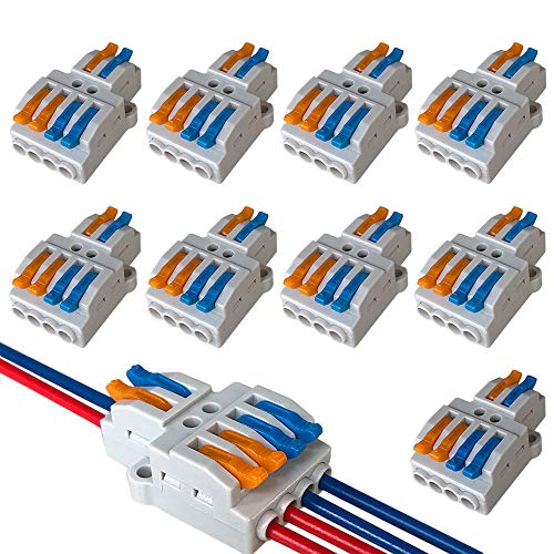 FULARR® 9個 プレミアム KV424レバーナットワイヤコネクタ、2 in 4アウト 導体コンパクトワイヤコネクタ、ワンタッチコネクター
