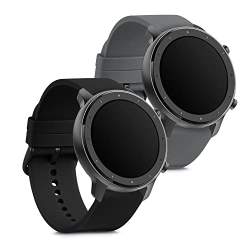 kwmobile 2x 交換ベルト 対応: Huami Amazfit GTR (47mm) / GTR 2 / GTR 2e / GTR3 / GTR 3 Pro バンド - シリコンバンド ソフト TPU 耐久性 グレー/黒色 kwmobile 2x 交換ベルト 対応: Huami Amazfit GTR (47mm) / GTR 2 / GTR 2e / GTR3 / GTR 3 Pro バンド - シリコンバンド ソフト TPU 耐久性 グレー/黒色