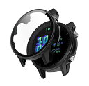 SHEAWA Garmin Forerunner 955用ケース カバー PC+強化ガラスフィルム 9H硬度 保護ケース 保護カバー 耐衝撃 全面保護 アクセサリー ガーミン Forerunner955用 (ブラック)(2)