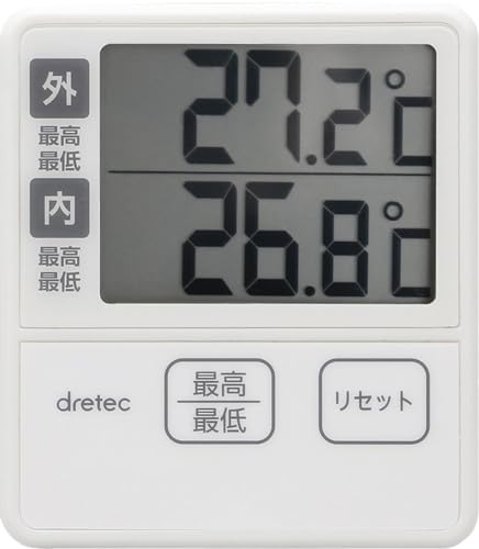 dretec(ドリテック) 温度計 室内 室外 デジタル 壁掛け アイボリー dretec(ドリテック) 温度計 室内 室外 デジタル 壁掛け アイボリー