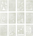 Mollytek 12枚セット 描画テンプレート ステンシルシート 子供 製図用テンプレート 手帳用 テンプレート 描画ツール 絵描き道具 塗り絵 DIYアルバ...
