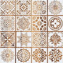 Rolin Roly 花柄 曼荼羅 製図用 テンプレート DIYスクラップ ステンシルシート絵画ホワイト 16 pcs