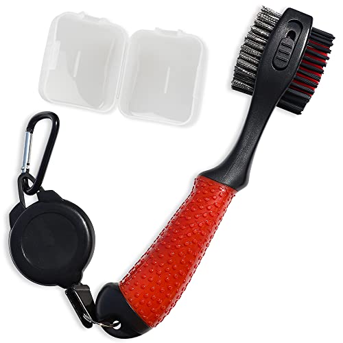 ゴルフクラブブラシ 清潔用 メンテナンスツール ワイヤ ナイロン 針収納可 三面 伸ばせるひも カラビナ..