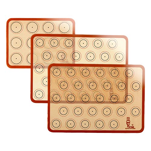 SUPER KITCHENマカロン クッキー シートクッキングマット 3枚セット 食品級シシリコン 製菓マット キッ..