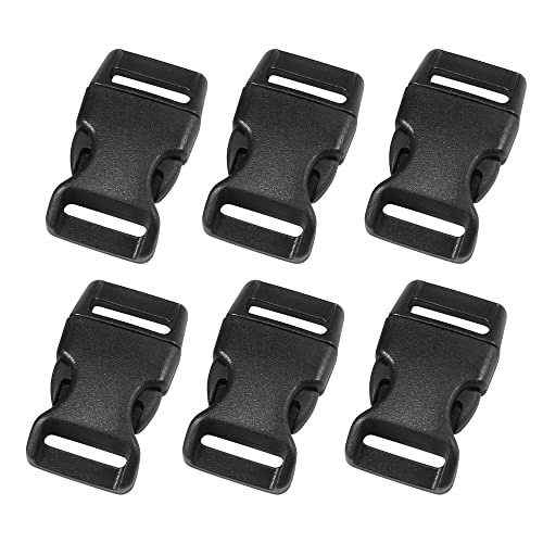 [uxcell] スーツケース バックパック バッグ ストラップ プラスチック サイドクイックリリースバックル ブラック 15mm 6個入り