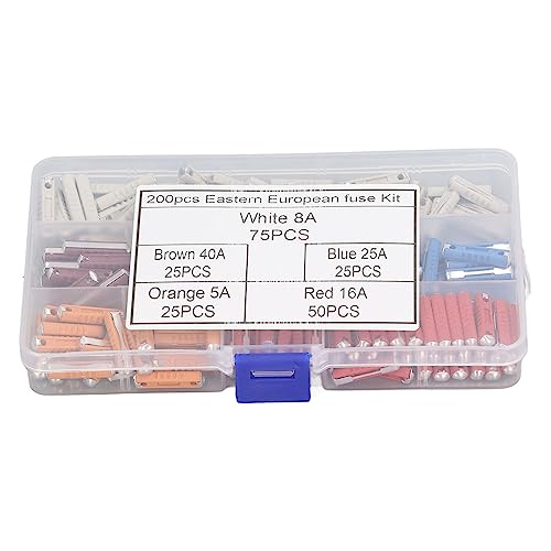 Hilitand 200 個欧州車ヒューズコンチネンタル車ヒューズ魚雷タイプセットプラスチック収納ボックス付き
