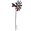 OUNONA 庭のピンホイールの鉄の風のスピナーの屋外の風車庭のステーキのための庭のパティオの芝生の党の風車の装飾(4)