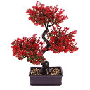 OUNONA 盆栽 フェイクグリーン 造花 人工観葉植物 インテリア 飾り オフィス デスク 世話いらず 水やり不要 おしゃれ 赤色 プラスチック 観葉樹 ギフト 撮影用小物 お見舞い お祝い