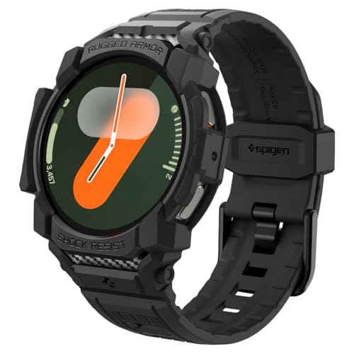 Spigen Galaxy Watch 7 40mm バンド 体組成測定 可能 一体型 ケース カバー 耐衝撃 スポーツバンド 落下 衝撃 吸収 耐久性 傷防止 ラギッド・アーマー・プロ ACS08336 (マット・ブラック) Spigen Galaxy Watch 7 40mm バンド 体組成測定 可能 一体型 ケース カバー 耐衝撃 スポーツバンド 落下 衝撃 吸収 耐久性 傷防止 ラギッド・アーマー・プロ ACS08336 (マット・ブラック)