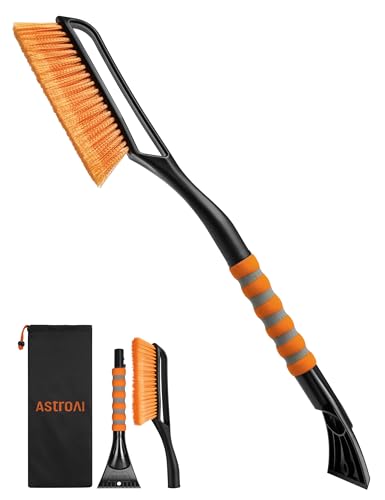 AstroAI スノーブラシ スノースクレーパー 除雪ブラシ 収納袋付き 雪かき 除雪 除霜作業 車用 霜取り 軽量 全長69cm
