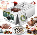 Huanyu チョコレート溶融機 2個ポット 溶融用鍋 30-80℃ 湯煎 食品級ステンレス製 DIYチョコ/ミルク/クリーム/バター/チーズ 材料溶融 保温 手作りキャンドル/石けん 日本語説明書付き (110V)