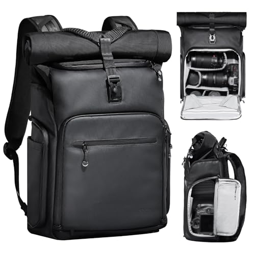 楽天Trend Item Shop[VIJIM] Ulanzi BT01 カメラバッグ 撮影用パックバッグ 大容量 25L 拡張可能 ロールトップ設計 仕切り調整可 サイドアクセス 撥水加工 一眼レフカメラ/三脚/衣類/小物収納 パソコン収納 撮影バッグ 一眼レフバッグ ビジネス/旅行/アウトドアに適用